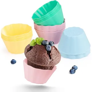 24 St Set je 7,5x4cm groß XXL | wiederverwendbare Muffinformen Silikon BPA frei