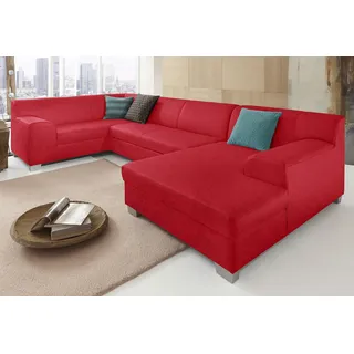 DOMO collection Wohnlandschaft Kunstleder U-Form 3-Sitzer Rot