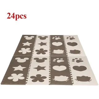 Haloyo - 24pcs Puzzlematte Mickey Spielmatte Bodenmatte Schutzmatte Kinderteppich Krabbelmatte-herz,blütenblatt,pentagramm