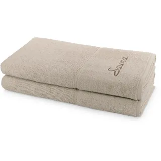 Frottana Sauna Set Pearl 2-TLG Handtücher - 2X 80x200 cm, 100% Baumwolle, Cashmere