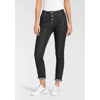 5-Pocket-Jeans PLEASE JEANS Gr. XL (42), N-Gr, schwarz (black, grey) Damen Jeans Röhrenjeans Sichtbare Knopfleiste