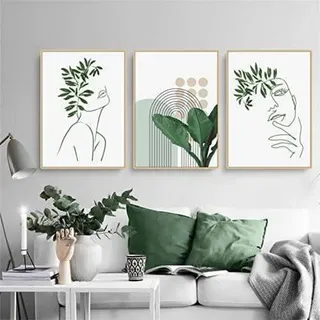 Poster 3teilig Bohemian Aesthetic Grüne Pflanze Wandbild B 40x50cm