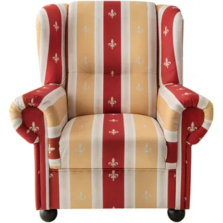 Livetastic Ohrensessel Lesesessel, Rot, Holz, Buche, Streifen, 92x102x89 cm, Made in EU, Wohnzimmer, Sessel, Ohrensessel