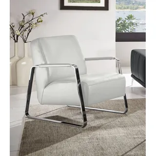 Cocktailsessel W.SCHILLIG "quadroo Designsessel, Loungesessel", weiß (weiß z73), B:65cm H:82cm T:82cm, Velourgewebe V41 (100% Polyester);Longlife Xtra-Leder Z59 - Glattleder;Longlife Xtra-Leder Z73 - Glattleder;Stoff S37 (100% Polyester): Luxus-Microfaser in Lederoptik, Sessel, Cocktailsessel, mit bezogenen Armlehnen, Gestell in Chrom glänzend