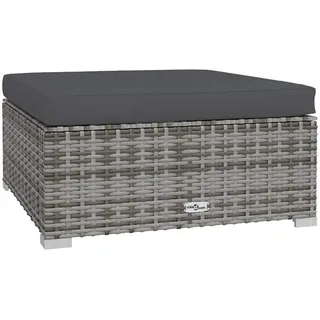 vidaXL Garten Fußhocker mit Kissen Modular Gartenhocker Sitzhocker Fußbank Hocker Gartenmöbel Balkon Terrasse Grau 70x70x30cm Poly Rattan