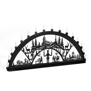 Schwibbogen Lichterbogen Fichtelberg Erzgebirge Metall XL2 Außenbereich schwarz