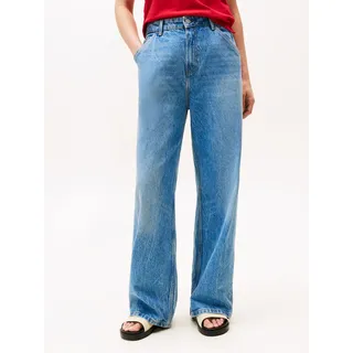 Weite Jeans TOMMY HILFIGER "Loose Wide Leg Regular Waist", Damen, Gr. 30, Länge 32, ali, Denim/Jeans, Obermaterial: 57% Baumwolle, 43% Lyocell, unifarben, casual, weit, Jeans, mit Tommy Hilfiger Logo-Badge