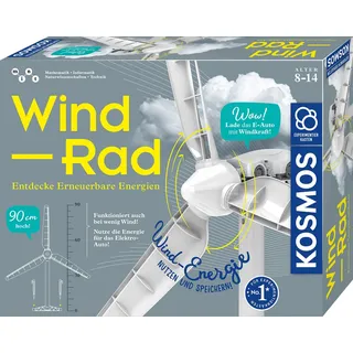Kosmos 621353 Windrad, Entdecke erneuerbare Energien, Bausatz für Windrad zur emmissionsfreien Stromerzeugung mit Mini E-Auto zum Laden, Experimentierkasten für Kinder ab 8-14 Jahre, Outdoor geeignet