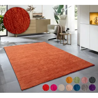 OTTO home Karchau Wollteppich 60 x 90 cm Braun/Orange
