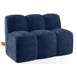 KONSIMO® Sofa BRESCO Einzelsofa, Küchenbank, Polsterbank, hergestellt in der EU, Breite: 120 cm, Küchensofa, Sitzbank, Chenille-Stoff, 3 Breiten zur Auswahl blau 123 cm x 80 cm x 72 cm