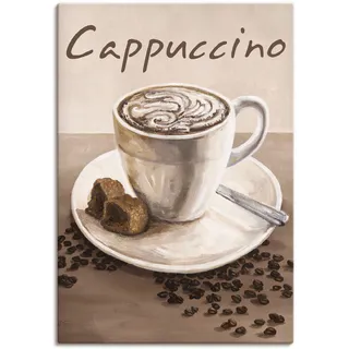 Wandbild ARTLAND "Cappuccino - Kaffee" Bilder Gr. B/H: 70 cm x 100 cm, Leinwandbild Kaffee Bilder Hochformat, 1 St., beige (naturfarben) Kunstdrucke als Leinwandbild, Poster, Wandaufkleber in verschied. Größen