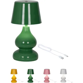 Lumineo LED Akku-Tischleuchte dimmbar - Kabellose Tischlampe 26cm - 3 Lichtfarben & Touch-Funktion - USB-C aufladbar - Nachttischlampe für Innen - Modernes Design (Grün, ⌀ 13 cm - Höhe: 26 cm)
