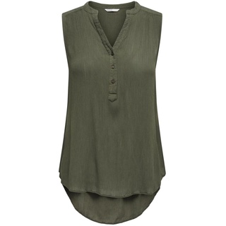 ONLY Damen Tank Top Blusen Shirt | Langes V-Ausschnitt Regular Fit Oberteil | ohne Ärmel ONLJETTE, Farben:Olive, Größe:36