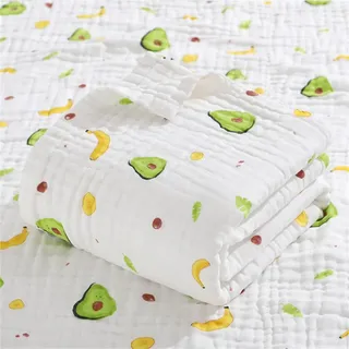 Chickwin Musselin Babydecke Pucktücher, Niedlich Weich Bequem Baumwolle Badetuch Vielseitig Dick Decke Kuscheldecke für Junge, Mädchen, Babys Gesche, Baby Kinderwagen (110x110cm,Avocado)