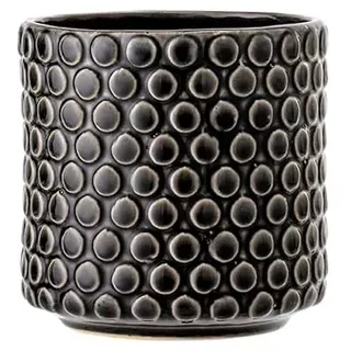 Nordring Retro Übertopf Vintage Pflanztopf für Zimmerplanzen Blumentopf Dotty L (15,5 cm ø), schwarz, Keramik
