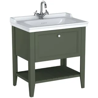 Vitra Valarte Waschtisch-Möbel-Set 65815 79,5x53x88cm, 1 Vollauszug, Korpus Vintage grün/Waschtisch weiß hochglanz