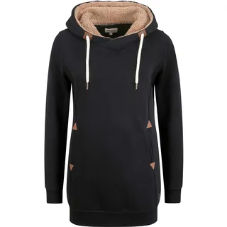 OXMO Vicky Pile Hood Long Damen Langer Kapuzenpullover Hoodie Pullover Mit Kapuze Und Teddy-Futter, Größe:XS, Farbe:Black PIL (7990002) - XS