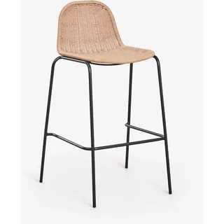Sklum Reiven Stapelbarer Hoher Gartenhocker Aus Synthetischem Rattan Schwarz ↑75 Cm