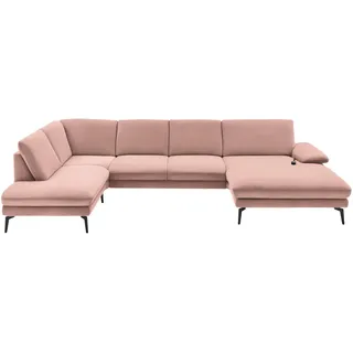 Dieter Knoll Wohnlandschaft, Rosa, Metall, 4-Sitzer, U-Form, 344x208 cm, Fußauswahl, Stoffauswahl, Sitzqualitäten, seitenverkehrt erhältlich, Hocker Rücken echt, individuell planbar, Wohnzimmer, Sofas & Couches, Wohnlandschaften, Wohnlandschaften in U-Form