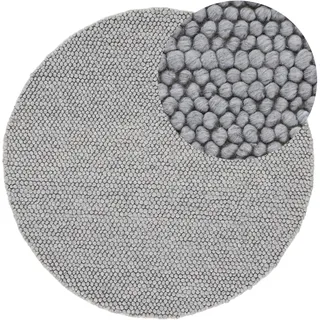 Teppich »Calo«, rund, Handweb Teppich, Uni-Farben, meliert, handgewebt, 70% Wolle, 74681763-0 grau 16 mm