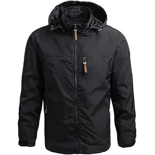 Herren Übergangsjacke Jacke Übergang Jacken Herbst Bomberjacke Stehkragen Kapuze Steppjacke Kapuzenjacke Leichte Outdoor Atmungsaktiv Jacke Softshelljacke Herrenjacke ( Color : Black , Size : L ) - L