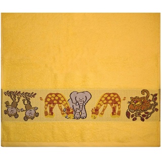 Kinderhandtuch Ökotex100 50 x 100 cm Baumwolle Gelb Tiere