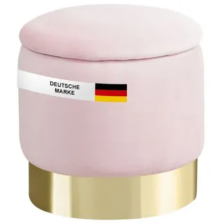 Albatros Hocker mit Stauraum Nizza Sitzhocker mit Stauraum, Modernes Design, Edler Samt-Bezug Sitztruhe Sitzbank mit Stauraum – optimal als Fußhocker oder Hocker Schminktisch, Rosa