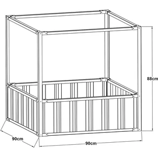 Hochbeet mit Netz Alblasserdam 90x90x88 cm Anthrazit