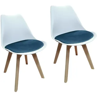 Design-Stühle mit Kunststoffschale und Samt-Sitzki Skandinavischer Look für