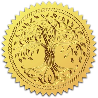 craspire 2" Baum des Lebens Goldfolie Geprägte Aufkleber Zertifikatssiegel Selbstklebende Aufkleber 100 Stück Dekoretiketten Für Abschlussfeier, Hochzeitseinladung, Diplome, Zertifikate, Umschläge