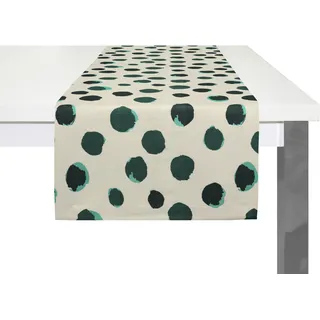 Tischläufer ADAM "Dots" Tischdecken Gr. B/L: 50 cm x 150 cm, rechteckig, grün (natur, dunkelgrün) Tischläufer nachhaltig aus Bio-Baumwolle,Made in Germany