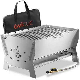 ovicue Mobiler Steck-Gasgrill Silber