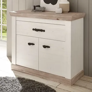 Kommode im Landhaus Design Weiß und Piniefarben