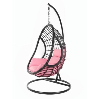 KIDEO Hängesessel »PALMANOVA black«, Schwebesessel, Swing Chair, Hängesessel mit Gestell und Kissen, Nest-Kissen rosa