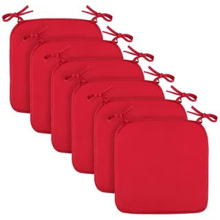 Bestlivings Stuhlkissen Canvas Sitzauflage Uni, Stuhlauflage (Bordeaux) Stuhlkissen mit Haltebändern 38x38cm rot