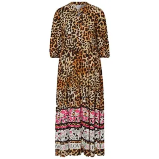 Emily Van Den Bergh Maxikleid langes Boho Kleid - leo flowers braun 34
