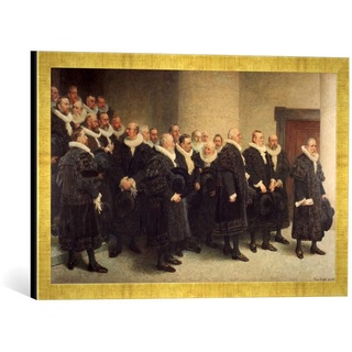 Gerahmtes Bild von Hugo Vogel Einzug des Senats in das Neue Rathaus am 26.10.1897", Kunstdruck im hochwertigen handgefertigten Bilder-Rahmen, 60x40 cm, Gold Raya