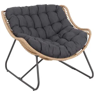 Ambia Garden Gartensessel, Anthrazit, Dunkelgrau, Hellbraun, Metall, Kunststoff, Textil, Kufe, 97x83.5x110.5 cm, wetterfest, Gartenmöbel, Gartenstühle, Gartenstühle