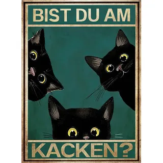 FiveMileBro Bist du am Katchen Katze Bild Poste, Lustiger Spruch poster Toilette Deko, Bathroom Toilet WC Decoration (schwarze Katze, 20cmx30cm)