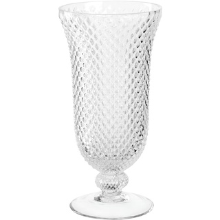 Leonardo Poesia Dekovase aus Glas auf Fuss, handgefertigte Deko-Vase mit eltegant strukturierter Oberfläche, Klar, Höhe: 30 cm, 1,9 l, 076433
