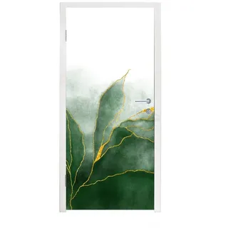 MuchoWow Türtapete Marmor - Grün - Luxus - Gold - Marmoroptik, Matt, bedruckt, (1 St), Türfolie Selbstklebend, Türtapete, Türdeko Poster, 95x235 cm bunt 95 m x 235 m