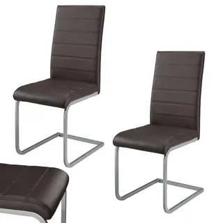 Juskys Freischwinger Stuhl Vegas mit Kunstleder - Braun