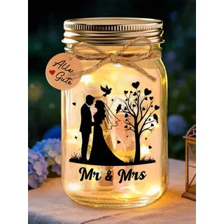 Hochzeitsgeschenke für Brautpaar, Geldgeschenk Hochzeit Verpackung – LED Hochzeit Flaschenlicht Spardose, Mr & Mrs Hochzeitsgeschenk Geld Verlobungsgeschenk
