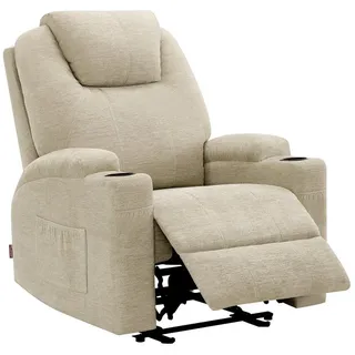 M MCombo Relaxsessel 7061 Beig-Stoff 92 x 109 x 97 cm Beige elektrisch mit Massagefunktion