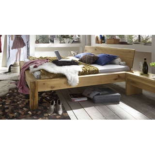 Bett aus Massivholz Wildeiche natur mit Baumkante 180x200 cm - Imst