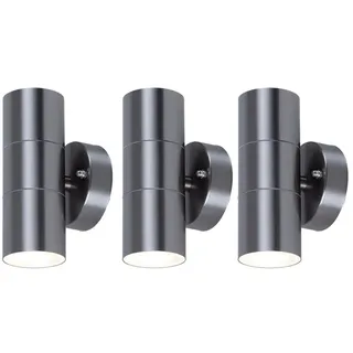 3er Set Außen Leuchten UP DOWN Wand Edelstahl Strahler Fassaden Glas Hof Lampen