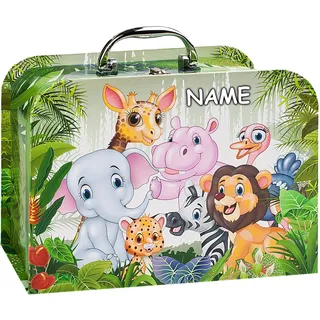 alles-meine.de GmbH Kinderkoffer/Koffer - MITTEL - lustige Dschungel & Zoo Tiere - incl. Name - für Spielzeug und als Geldgeschenk - Mädchen & Jungen - Kinder & Erwachsene - Pa..