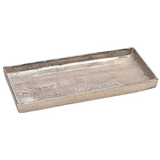 Tablett Dekoteller Silber Metall massiv Tischdeko Schale Dekoschale Dekotablett (Modell 4: 30 x 15 cm)