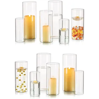 Kerzengläser Glaszylinder für Kerzen Windlicht Glas: 12er Set Kerzenglas Gross Glasvase Zylinder für Tischdeko Hochzeit Weihnachten - Gläser für Kerzen Glaszylinder mit Boden
