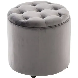 TPFLiving Sitzhocker Paris - Stylischer Samthocker (Beistellhocker mit Stauraum - Farbe grau, 1 St., Polsterhocker mit hohem Sitzkomfort), Maße (HxBxT): 42 x 44 x 44 cm grau